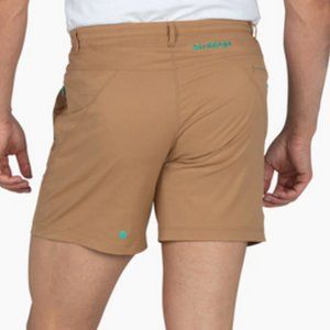 Birddogs Men's Teddy Rubskins Tan/Teal Graham Activewear Stretch Shorts Lined Md